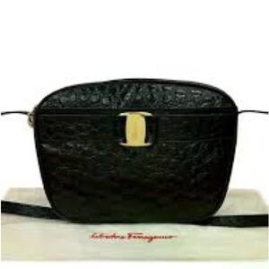 Salvatore Ferragamo Textured Black Crossbody Bag